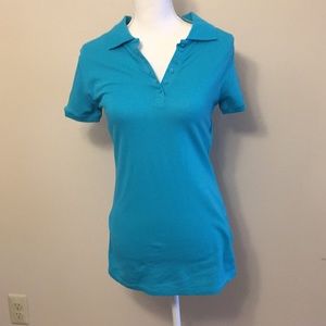 Max Rave teal collared polo 1/4 button down XL